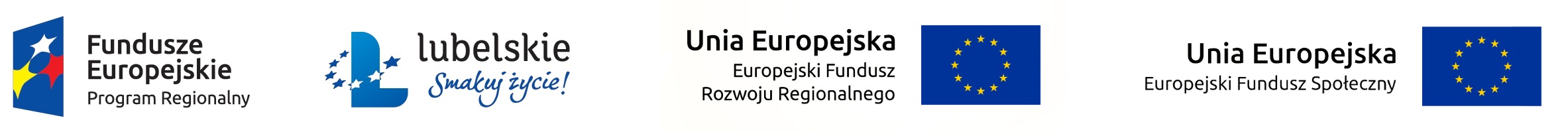 Logotypy: Fundusze Europejskie, Lubelskie Smakuj Życie, Unia Europejska Europejski Fundusz Rozwoju Regionalnego, Unia Europejska Europejski Fundusz Społeczny