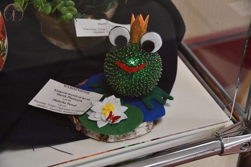 Książnica Zamojska, wystawa pokonkursowa wyróżniona żaba wykonana przez p. Marka i p. Pawła